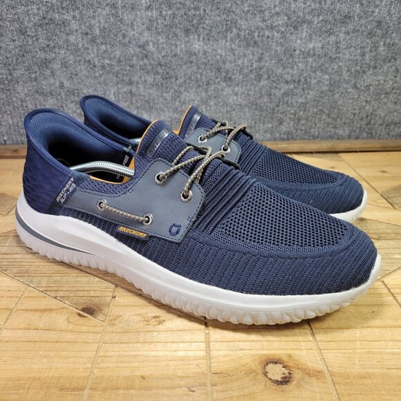 Skechers Slip Ins Shoes Mens Size 13 Delson 3.0 Roth Blue Sneaker Boat Style - Picture 1 of 11